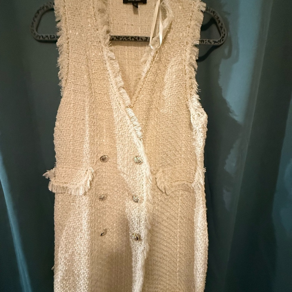 TRIXXI Cream Bouclé Sleeveless Vest Dress